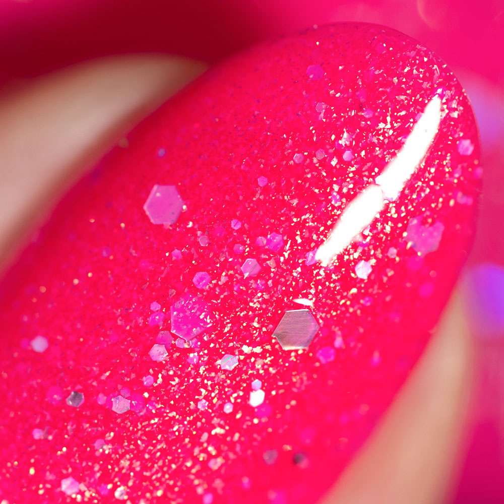 herzlack-poppy-pink-veganer-neon-nagellack-pink-glitzer-holo-11ml image 4