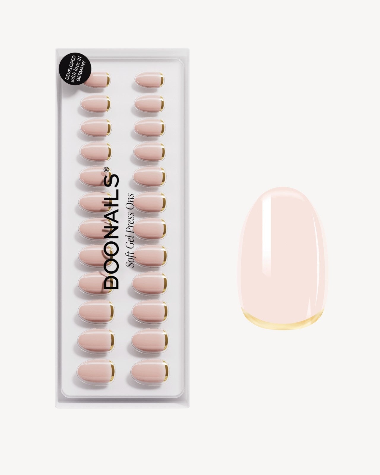 doonails-popcorn-short-round-soft-gel-press-ons-nude-mit-goldrand image 1