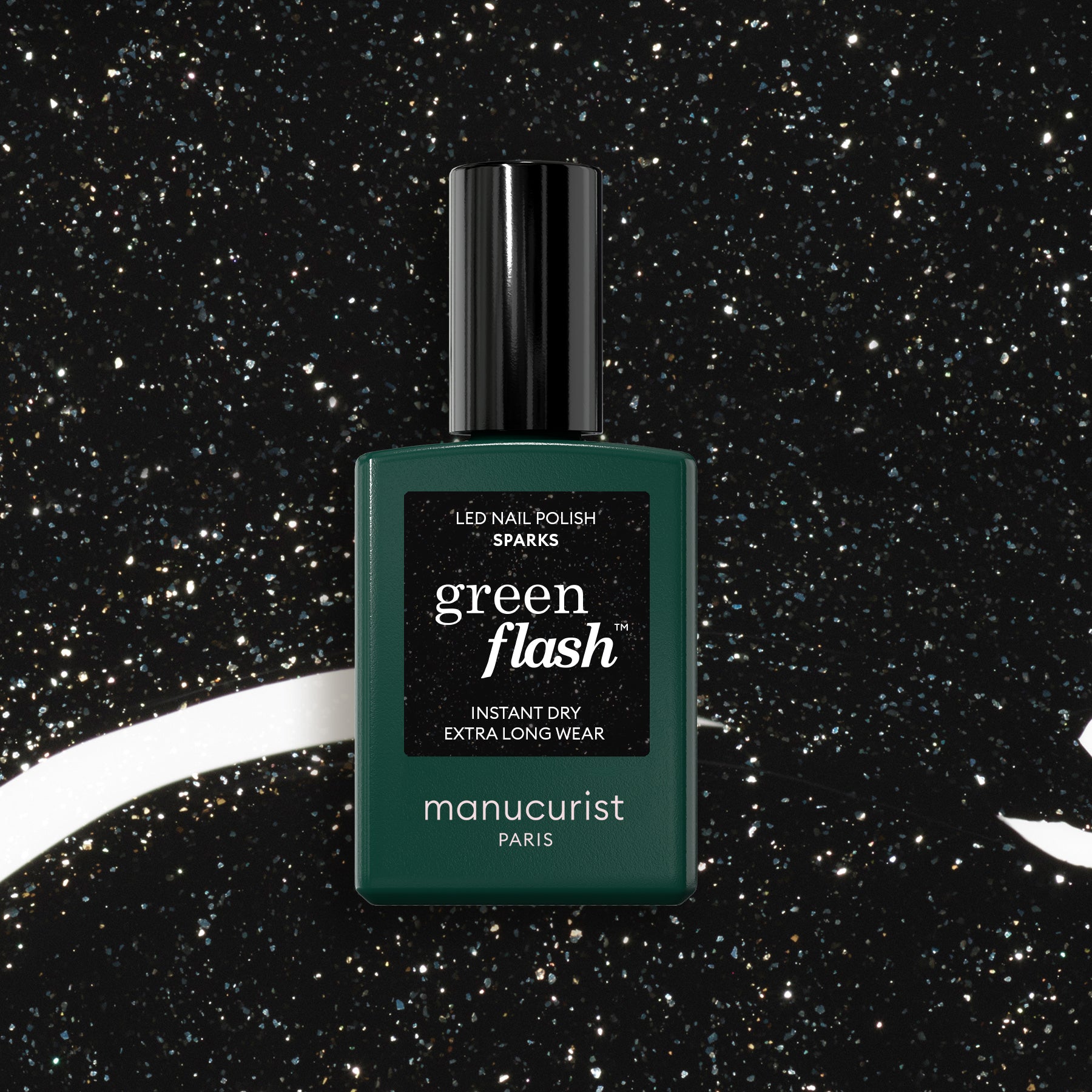 manucurist-green-flash-sparks-shellac-nagellack-intensiv-schwarz-glitzer image 1