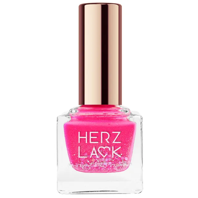 herzlack-poppy-pink-veganer-neon-nagellack-pink-glitzer-holo-11ml image 1