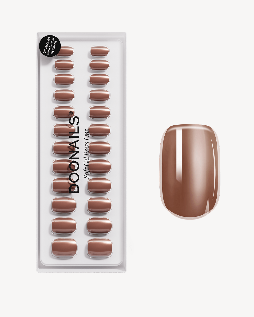 doonails-glazed-chocolate-short-square-soft-gel-press-ons-chrome-braun image 1