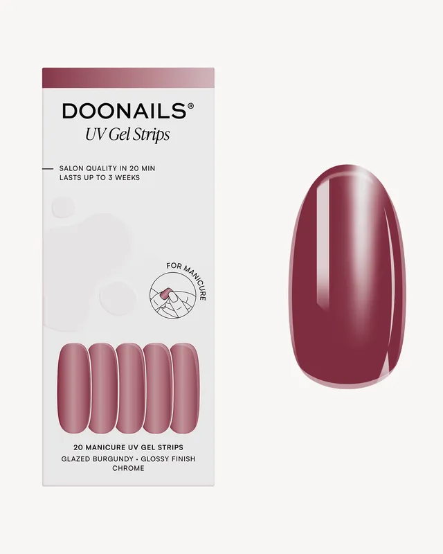 doonails-glazed-burgundy-uv-gel-strips-chrome-finish image 1