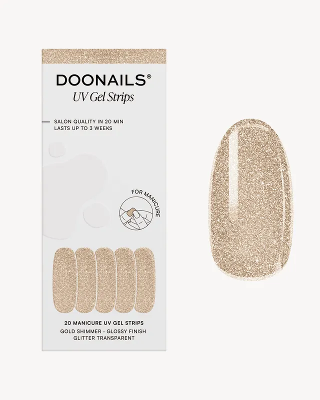 doonails-gold-shimmer-uv-gel-strips-bronze-gold-glitzer image 1
