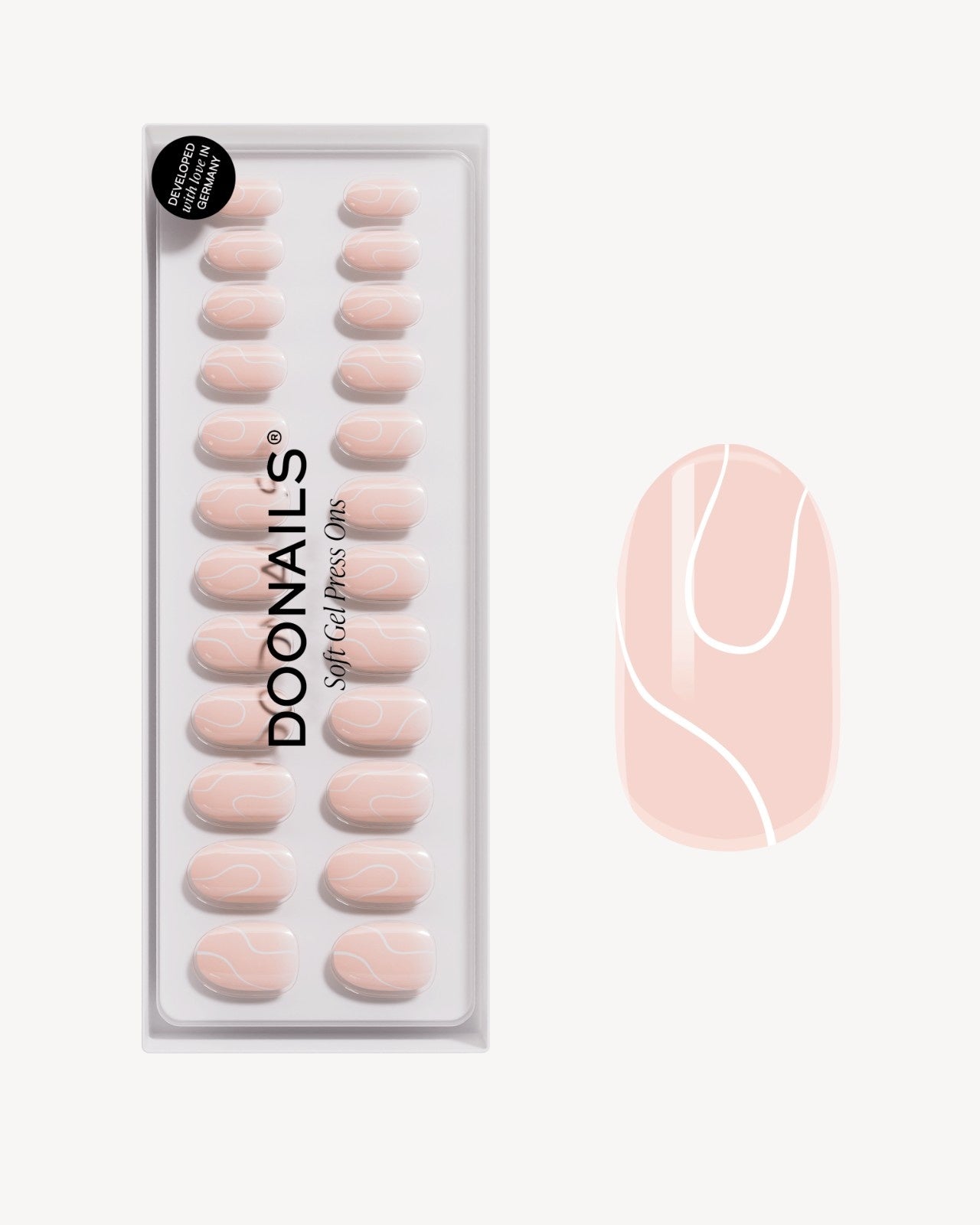doonails-white-swirl-medium-round-soft-gel-press-ons image 1