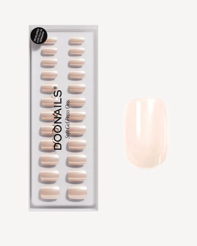 doonails-prosecco-short-square-soft-gel-press-ons-schimmer image 1