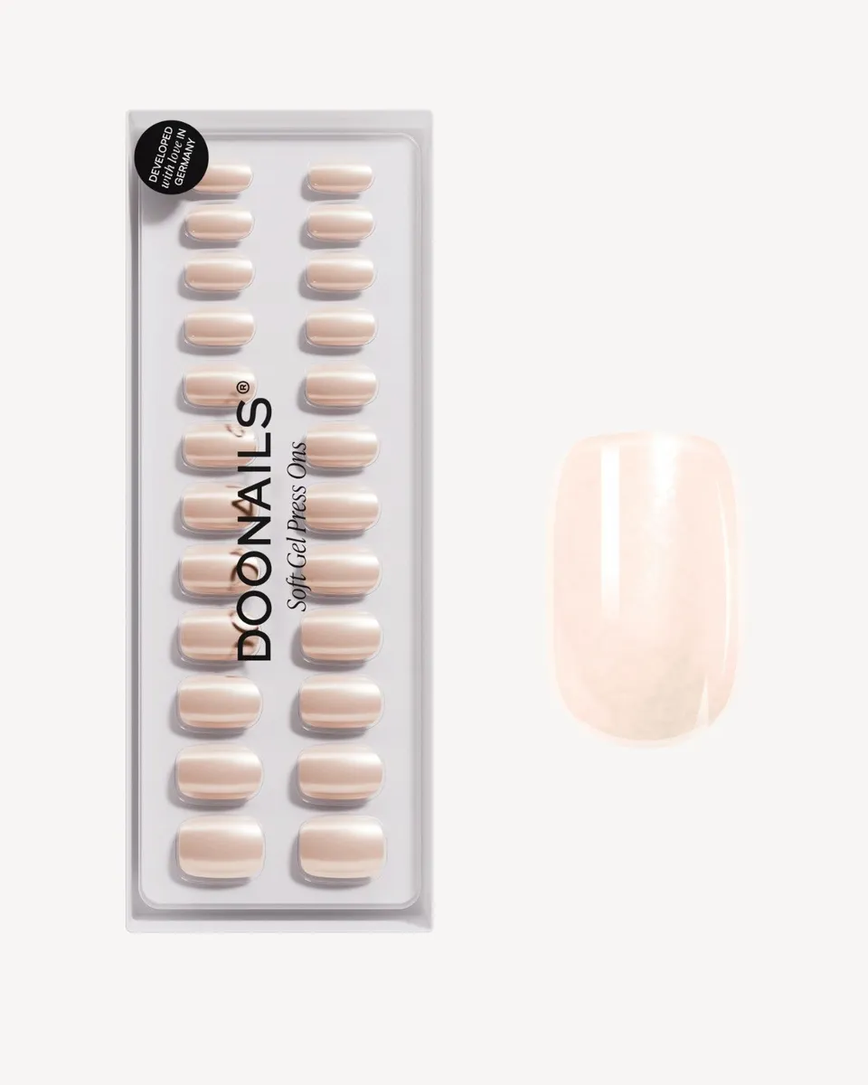 doonails-prosecco-short-square-soft-gel-press-ons-schimmer image 1