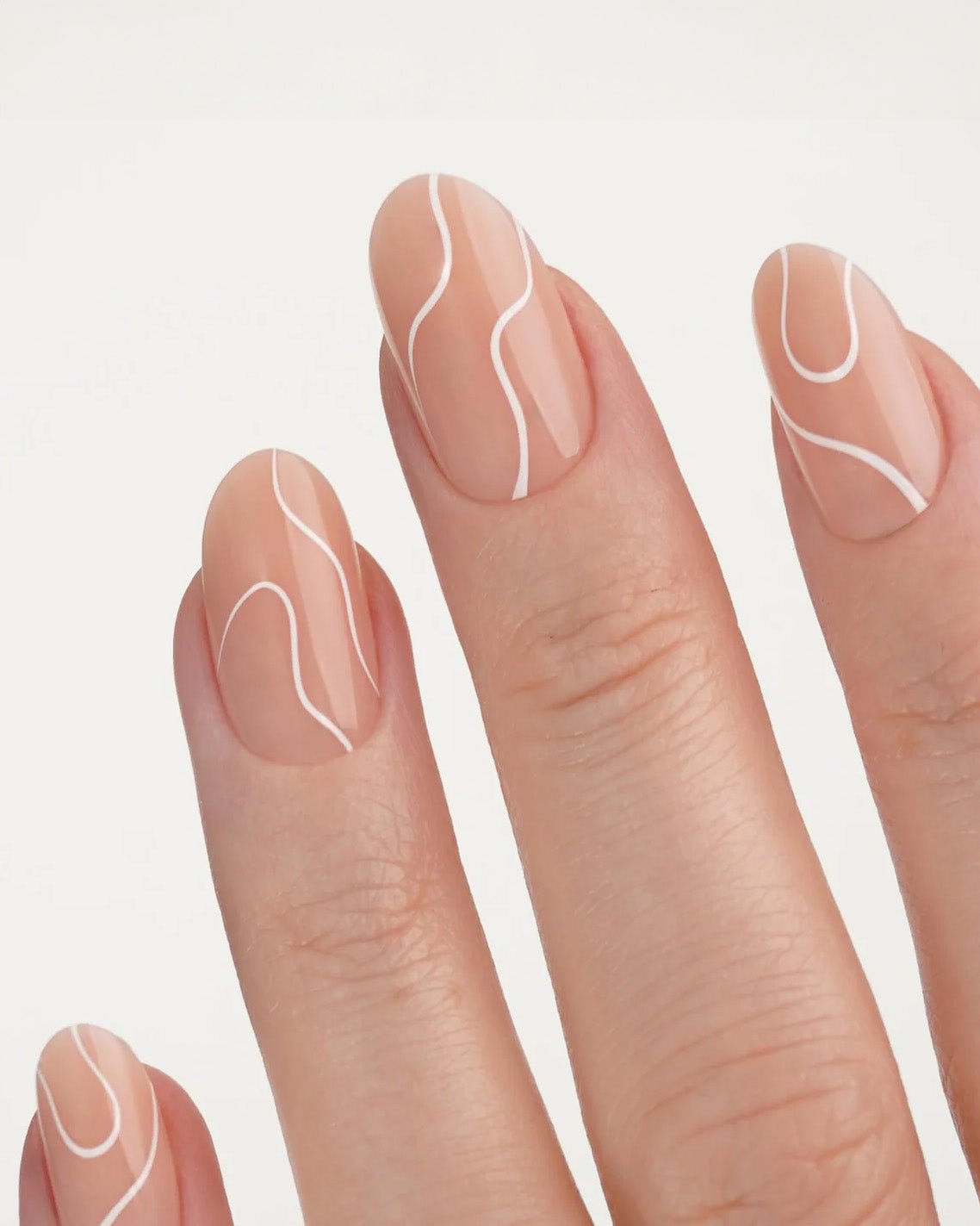 doonails-white-swirl-medium-round-soft-gel-press-ons image 2