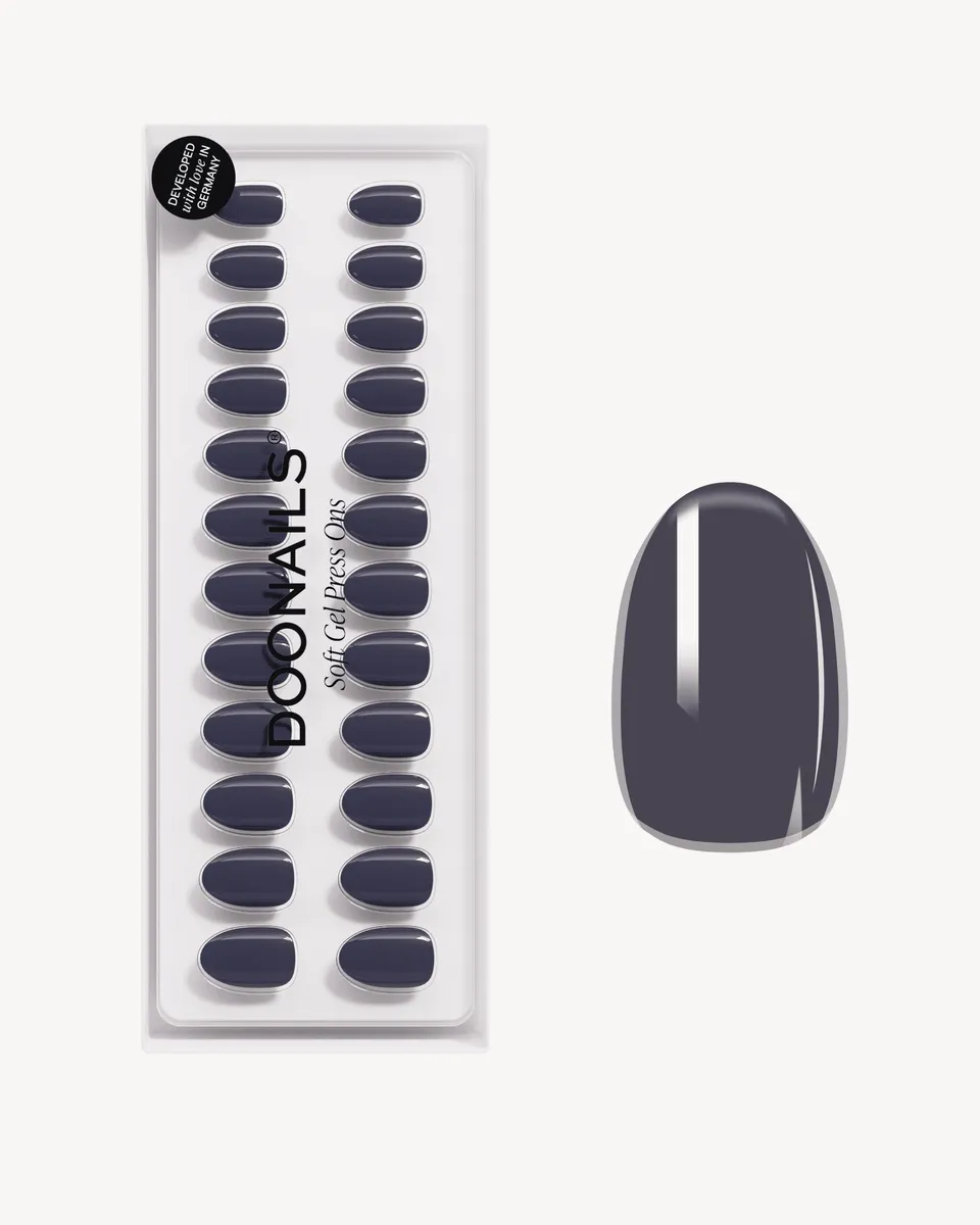 doonails-stormy-grey-short-round-soft-gel-press-ons image 1