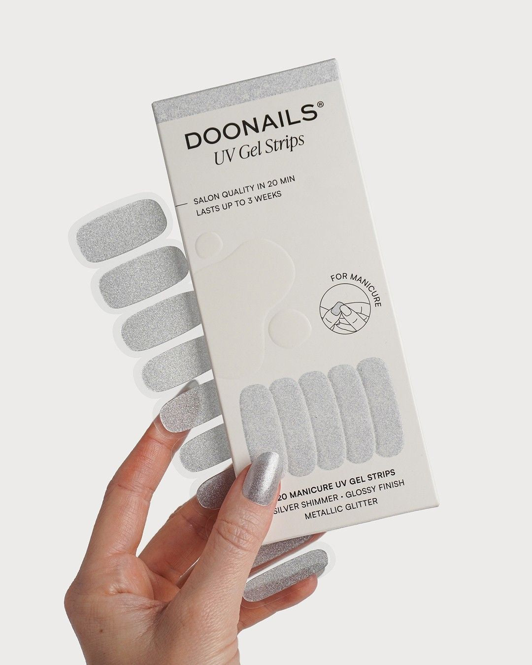 doonails-silver-shimmer-uv-gel-strips-metallic-silber image 3
