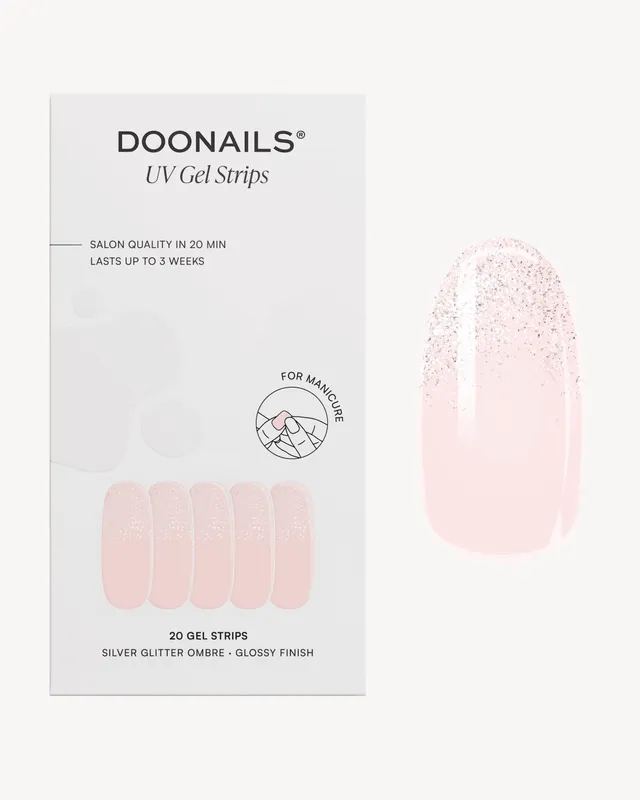 doonails-silver-glitter-ombre-uv-gel-strips-silber-ombre-glitzer image 1