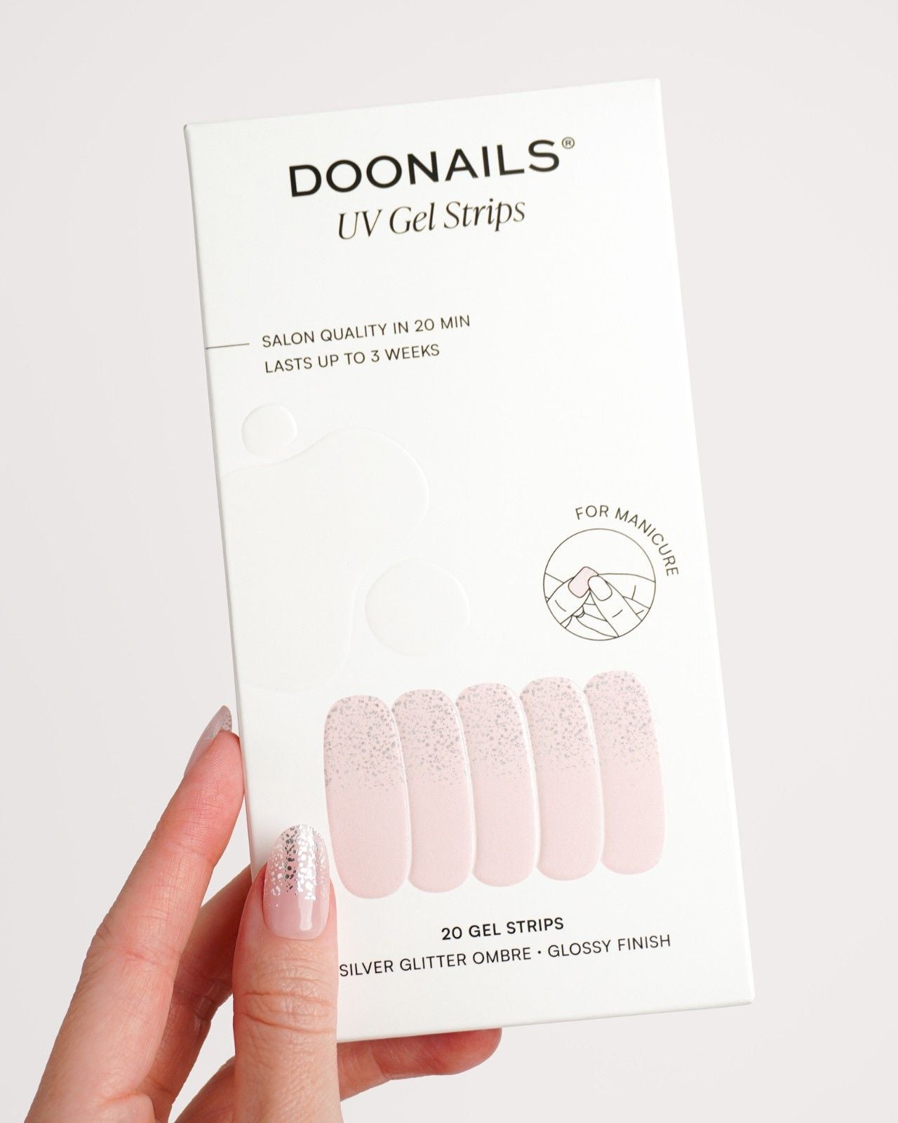doonails-silver-glitter-ombre-uv-gel-strips-silber-ombre-glitzer image 3