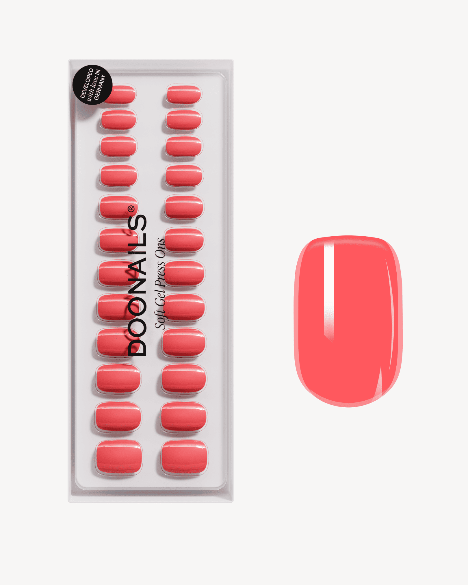 doonails-sunset-coral-short-square-soft-gel-press-ons-koralle image 1