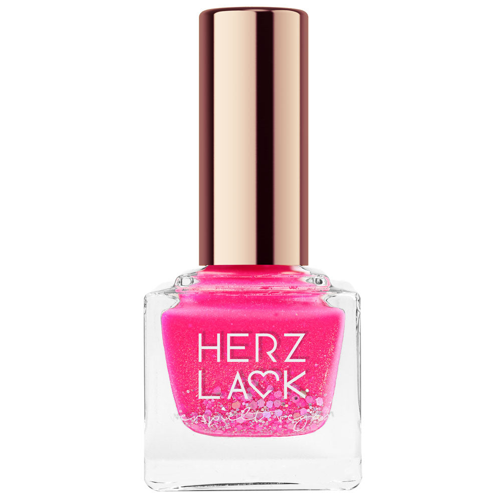herzlack-poppy-pink-veganer-neon-nagellack-pink-glitzer-holo-11ml image 1