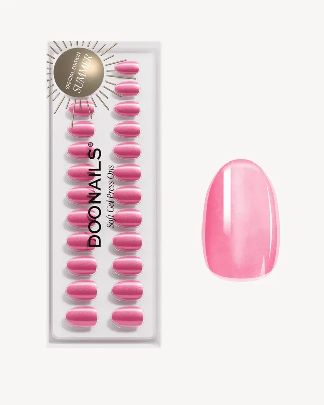 doonails-glass-pink-cat-eye-short-round-soft-gel-press-ons-pink image 1