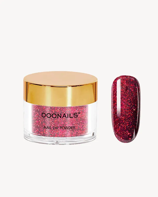 doonails-mrs-claus-dipping-powder-intensivrot-mit-glitter image 1