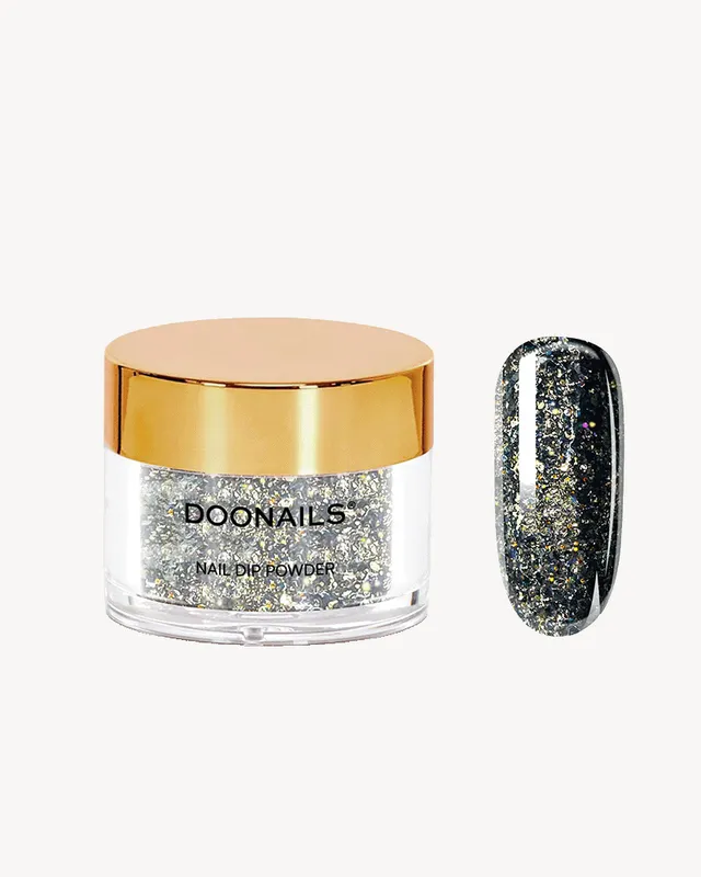 doonails-blackout-dipping-powder-dip-powder-in-schwarz-mit-glitzer image 1