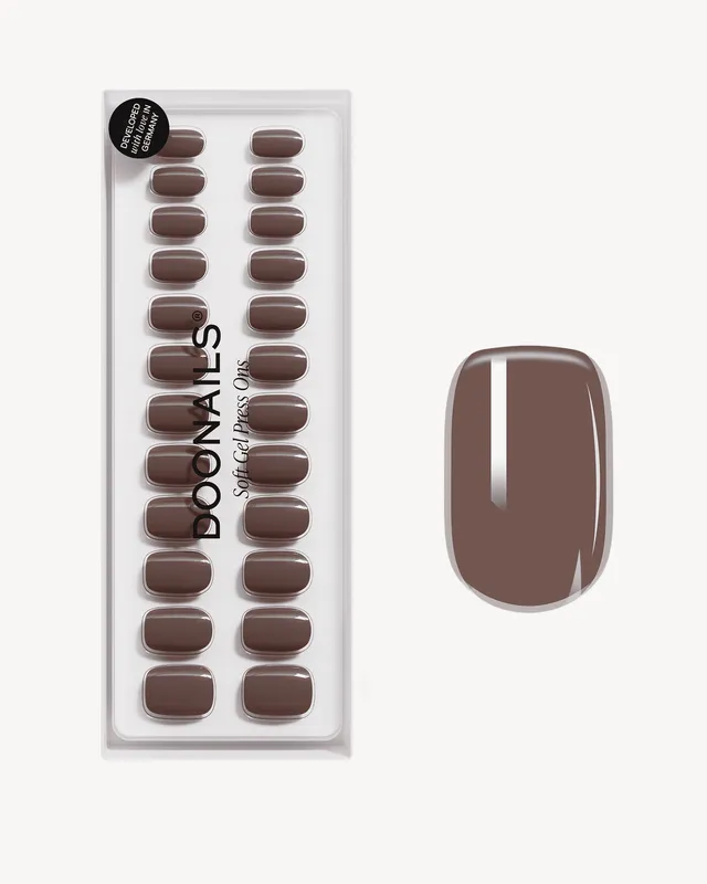 doonails-truffle-short-square-soft-gel-press-ons-braun image 1