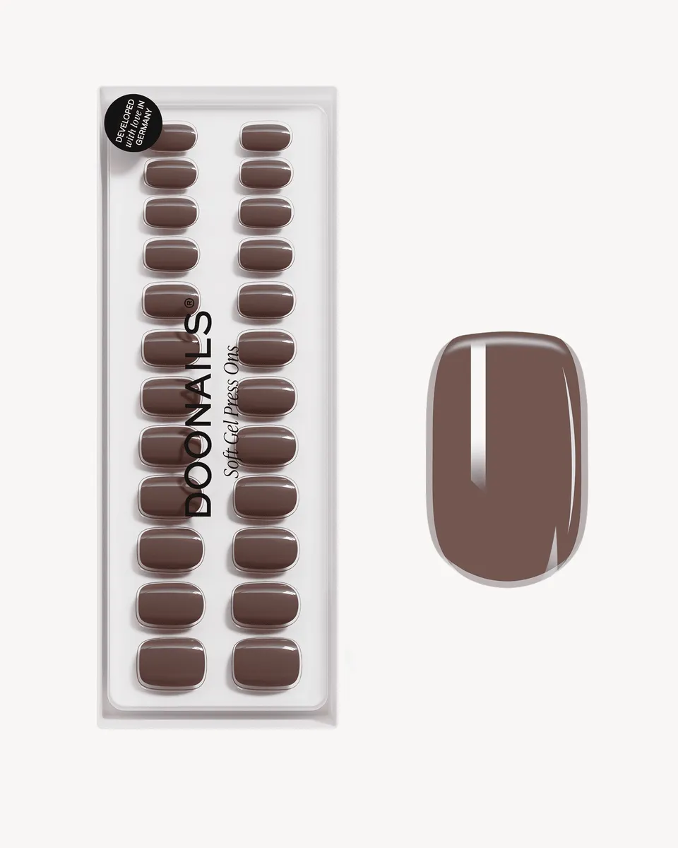 doonails-truffle-short-square-soft-gel-press-ons-braun image 1