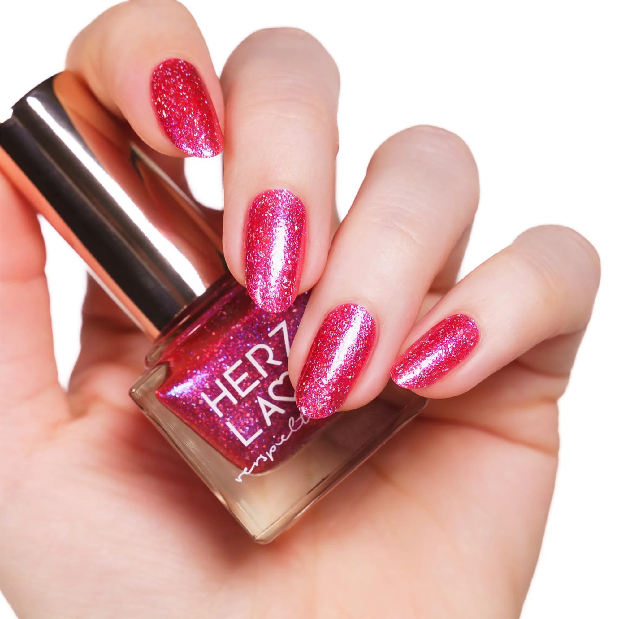 herzlack-funkelnixe-veganer-nagellack-pink-mit-holo-flakies-und-blau-pinkem-duoc image 2