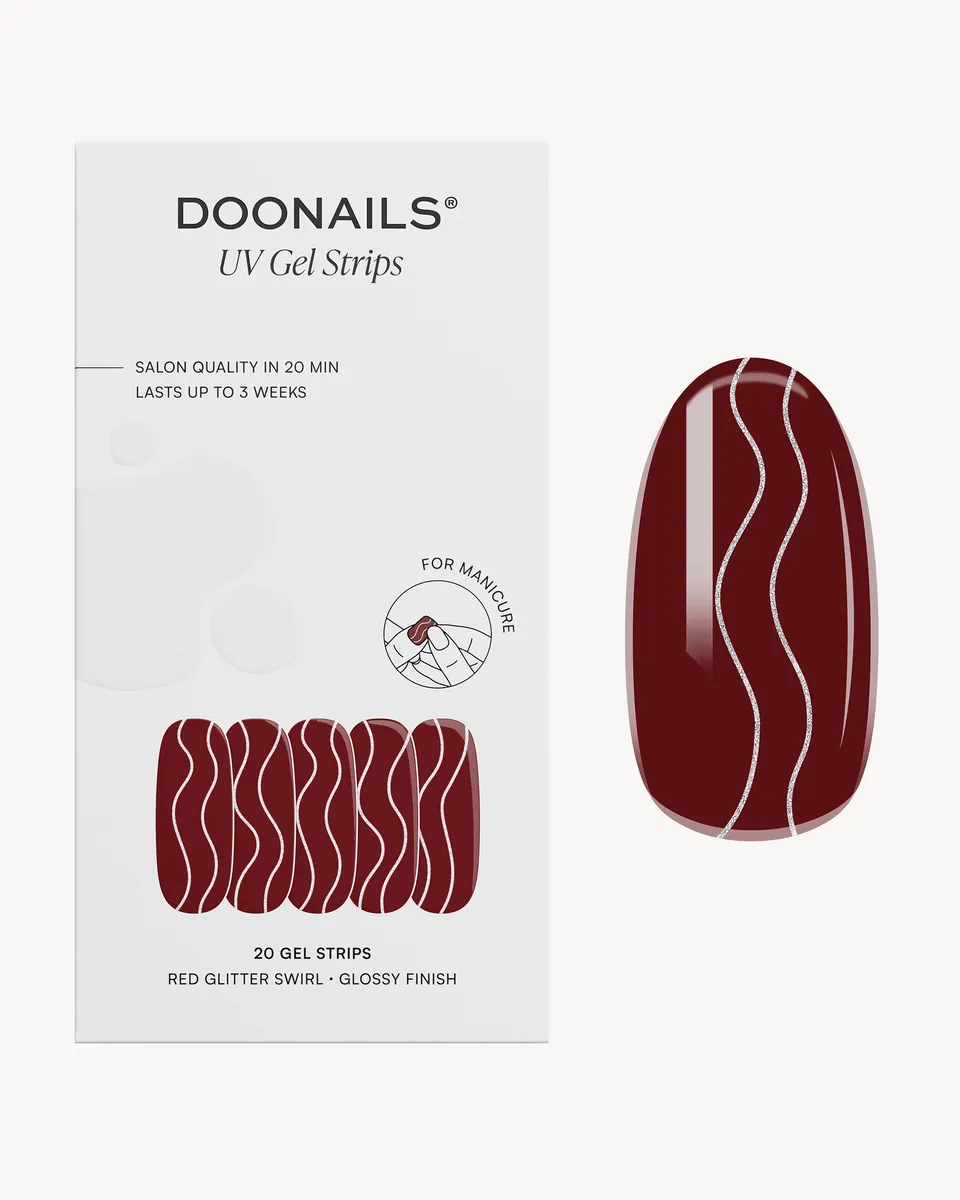 doonails-red-glitter-swirl-uv-gel-strips-online-exklusiv image 1