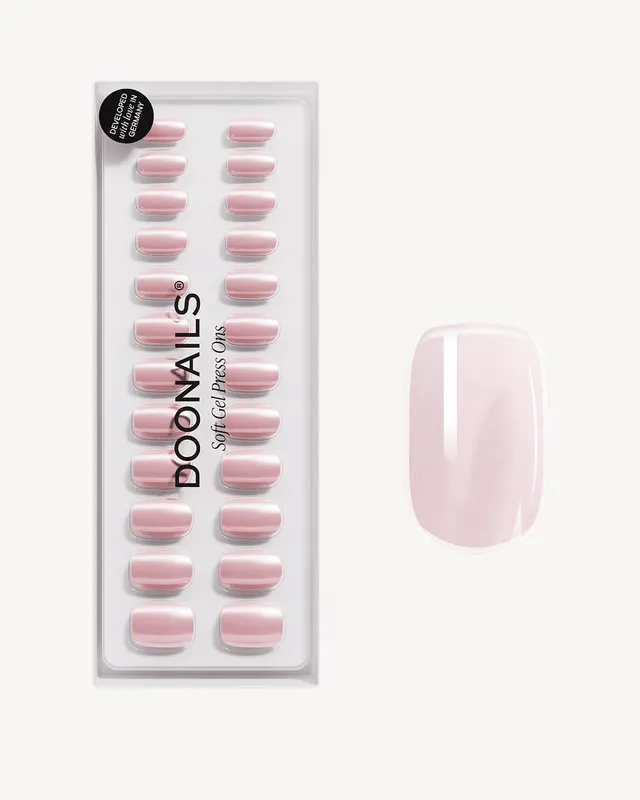 doonails-jetset-short-square-soft-gel-press-ons-chrome-rosa image 1