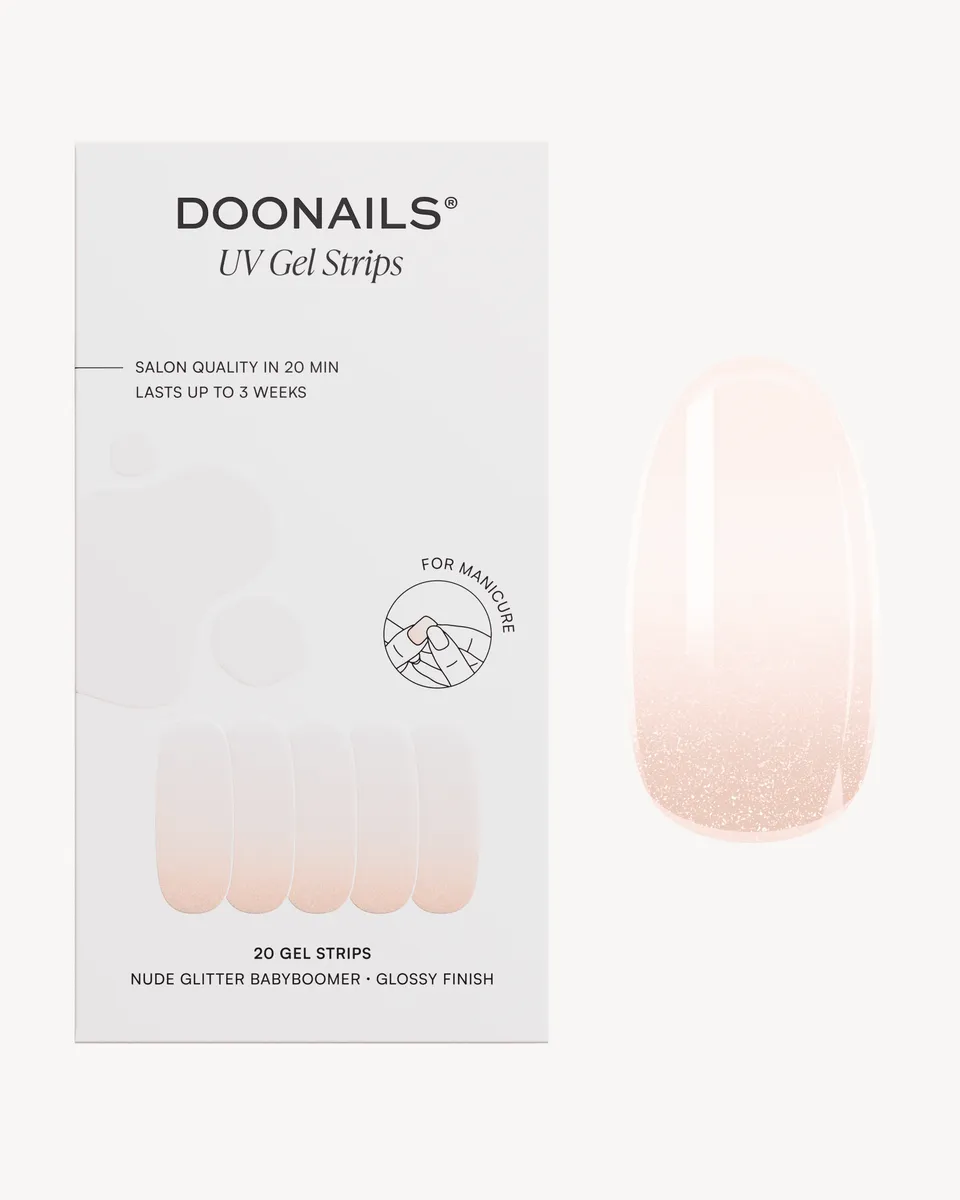 doonails-nude-glitter-babyboomer-uv-gel-strips-verlauf-mit-glitzer image 1