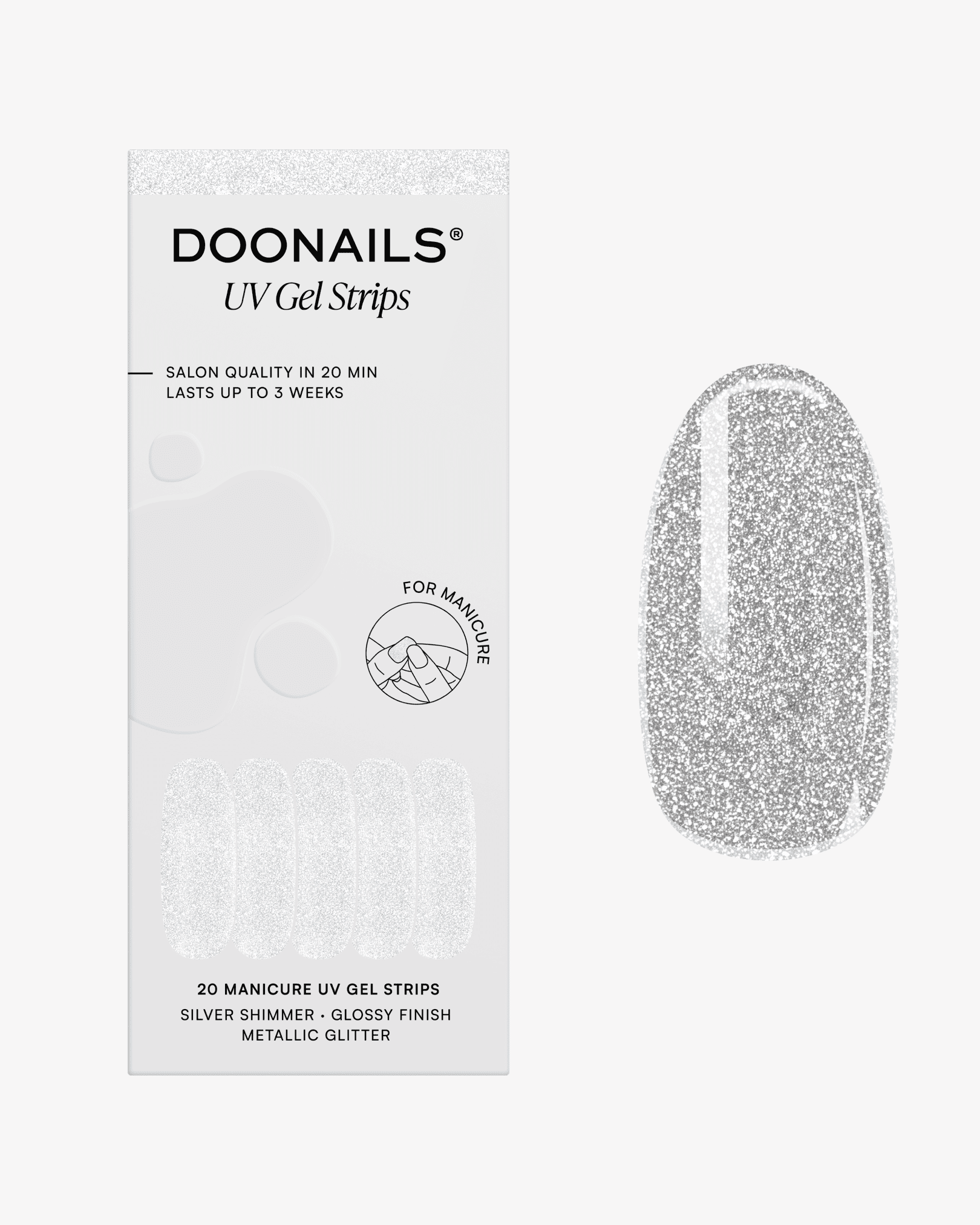 doonails-silver-shimmer-uv-gel-strips-metallic-silber image 1