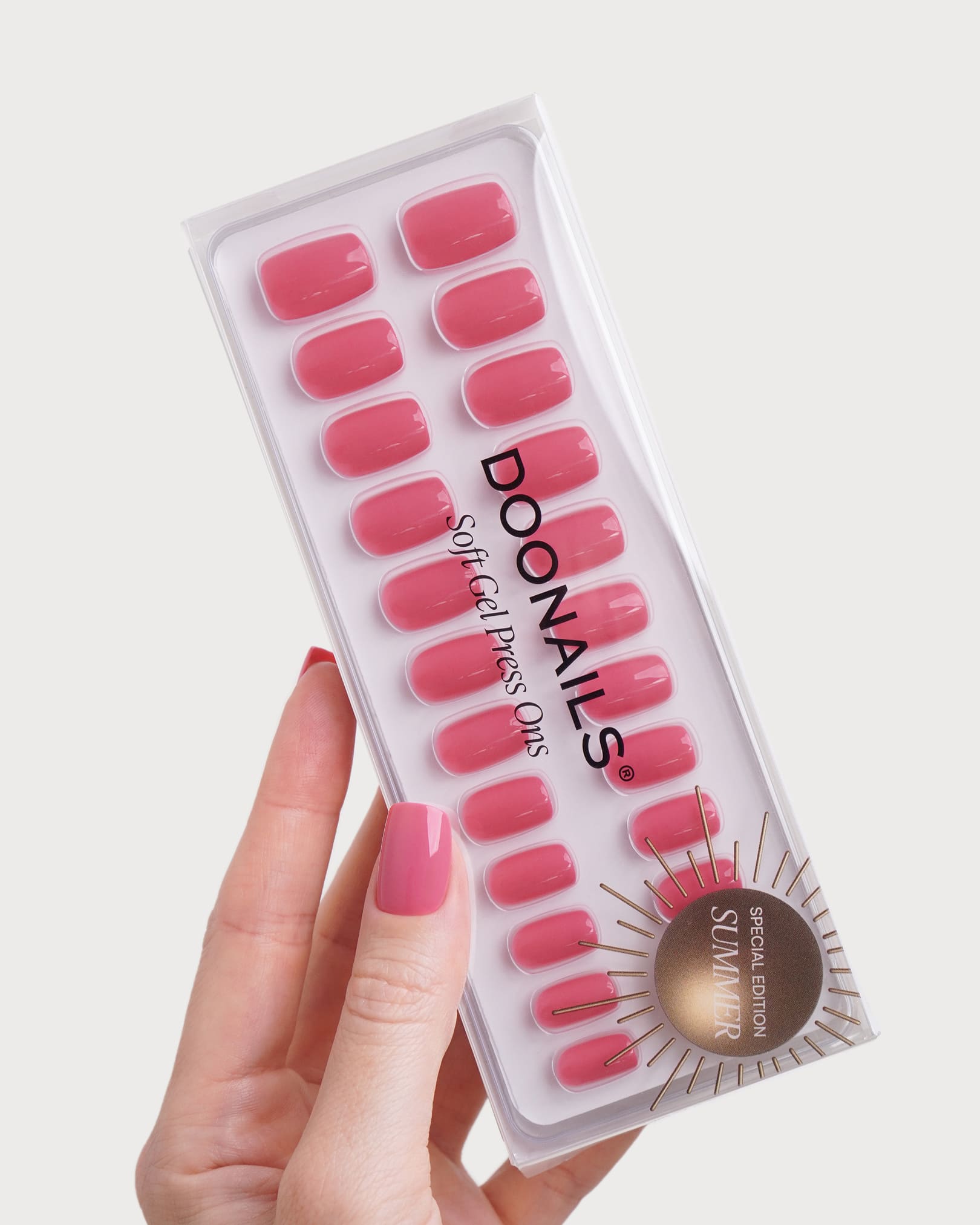 doonails-hot-pink-short-square-soft-gel-press-ons-golden-hour image 3