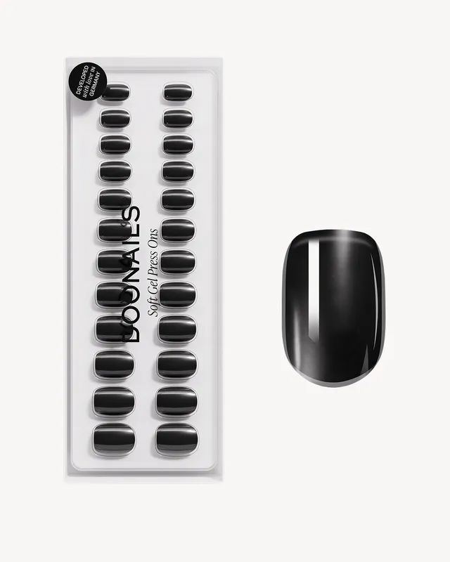 doonails-black-pearl-soft-gel-press-ons-extra-short-square-schwarz-chrome image 1