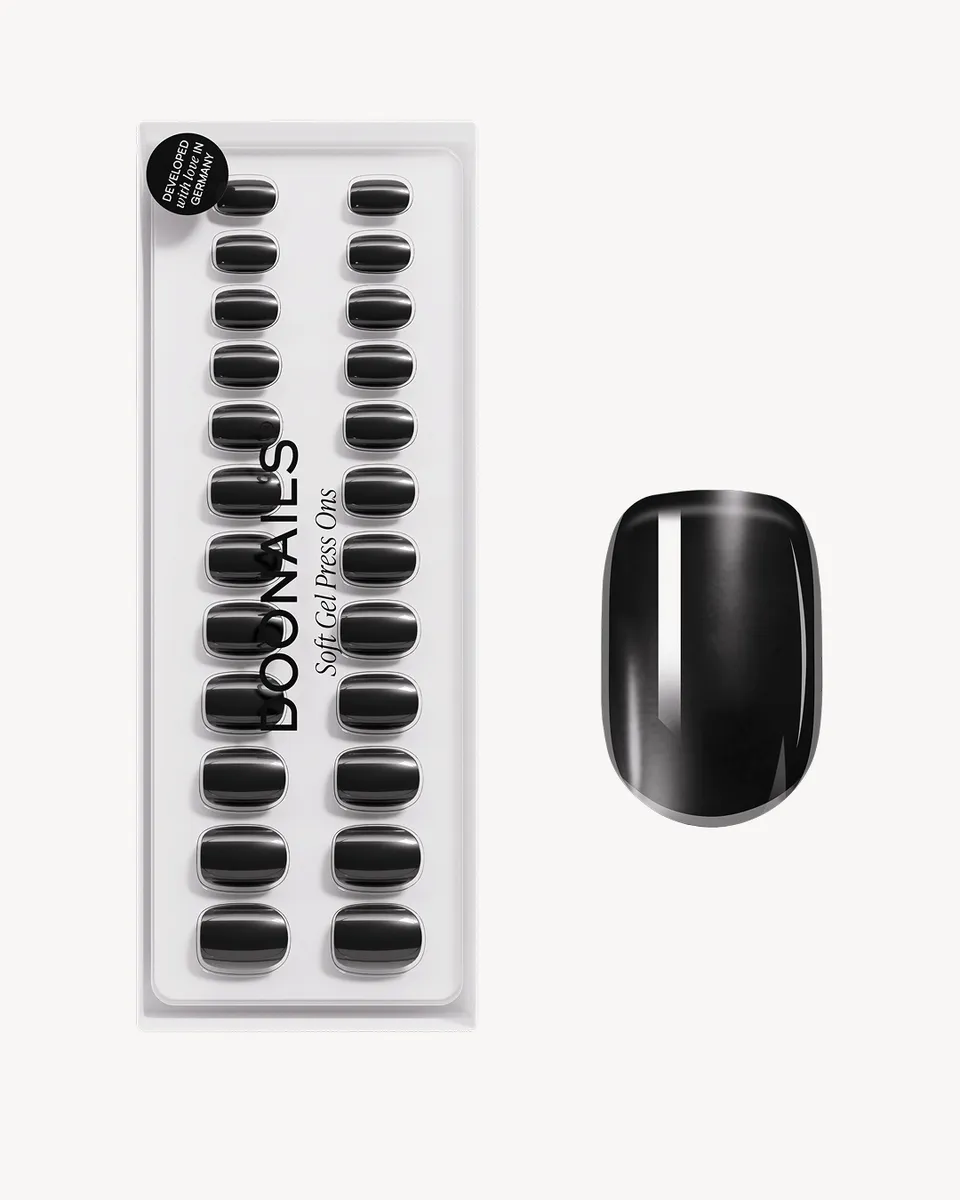 doonails-black-pearl-soft-gel-press-ons-extra-short-square-schwarz-chrome image 1