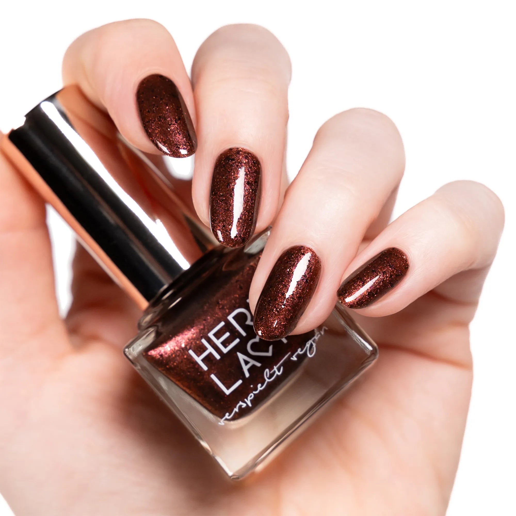 herzlack-hades-veganer-nagellack-dunkelbraun-flakies-schimmer-11ml image 2