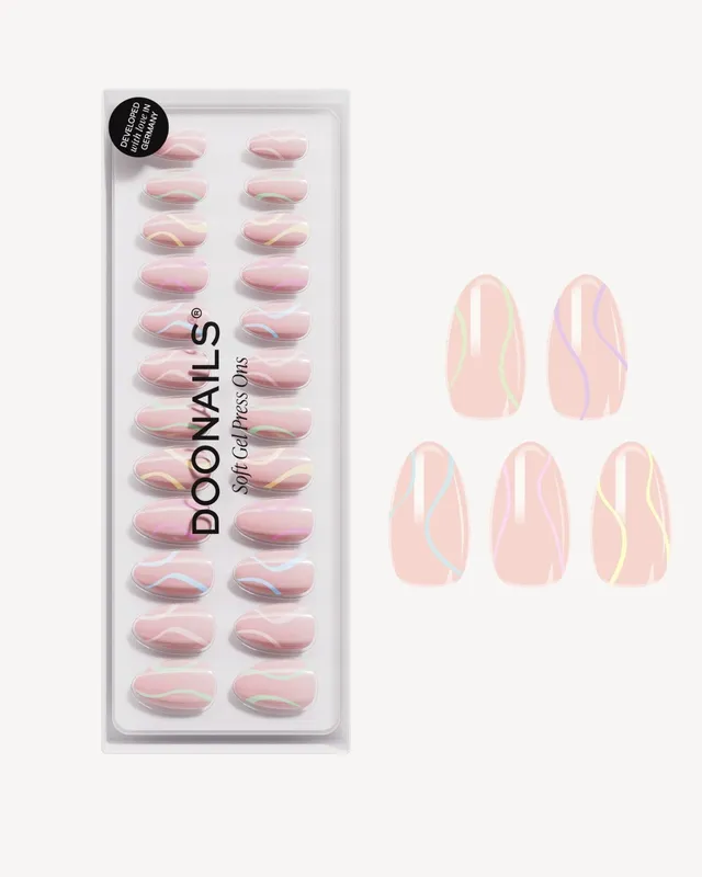 doonails-pastel-swirl-short-almond-soft-gel-press-ons image 1