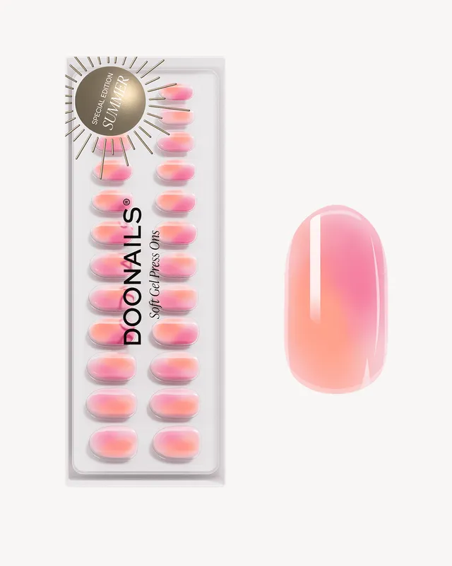 doonails-orange-pink-aura-medium-round-soft-gel-press-ons image 1
