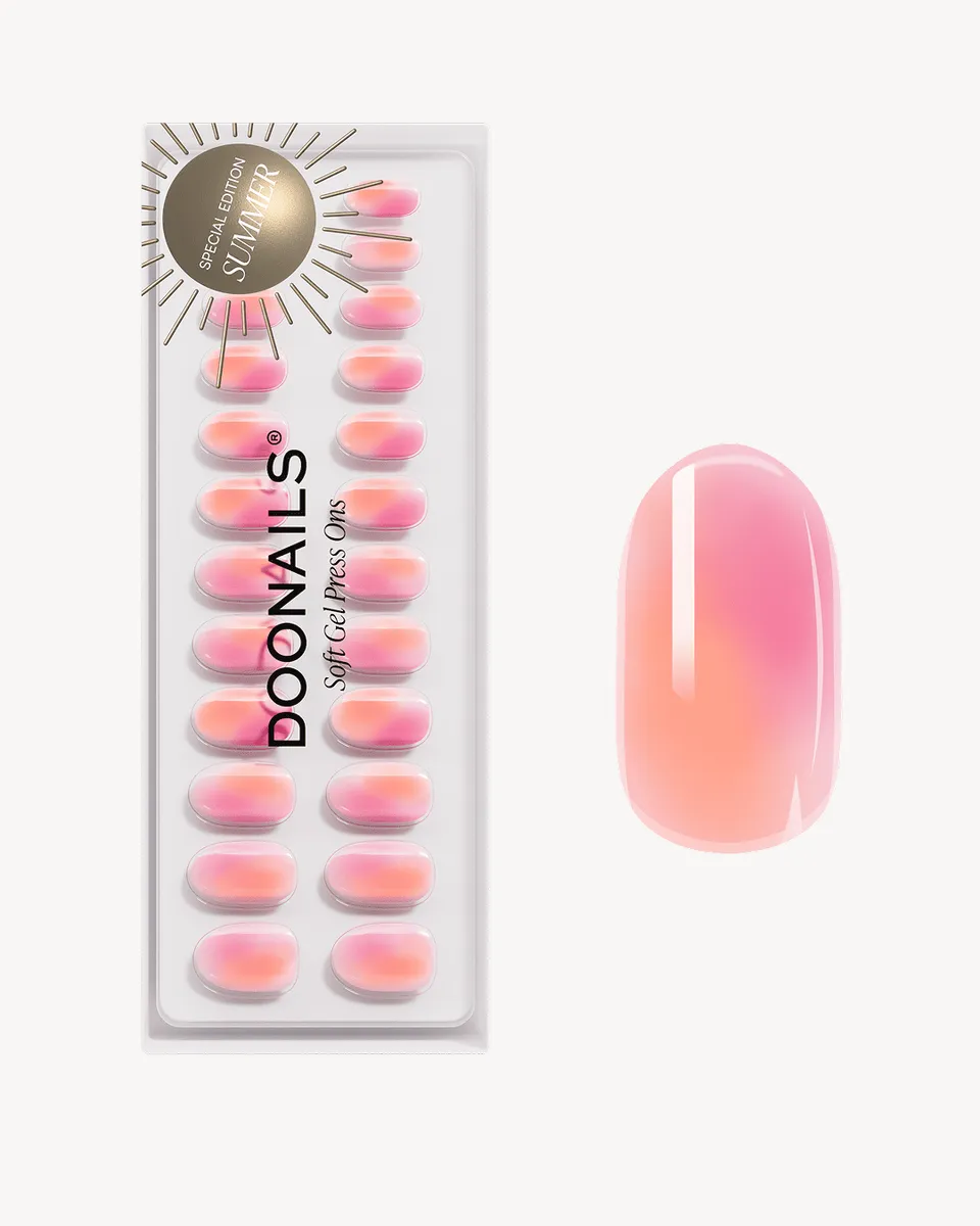 doonails-orange-pink-aura-medium-round-soft-gel-press-ons image 1