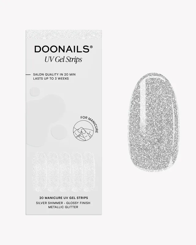 doonails-silver-shimmer-uv-gel-strips-metallic-silber image 1