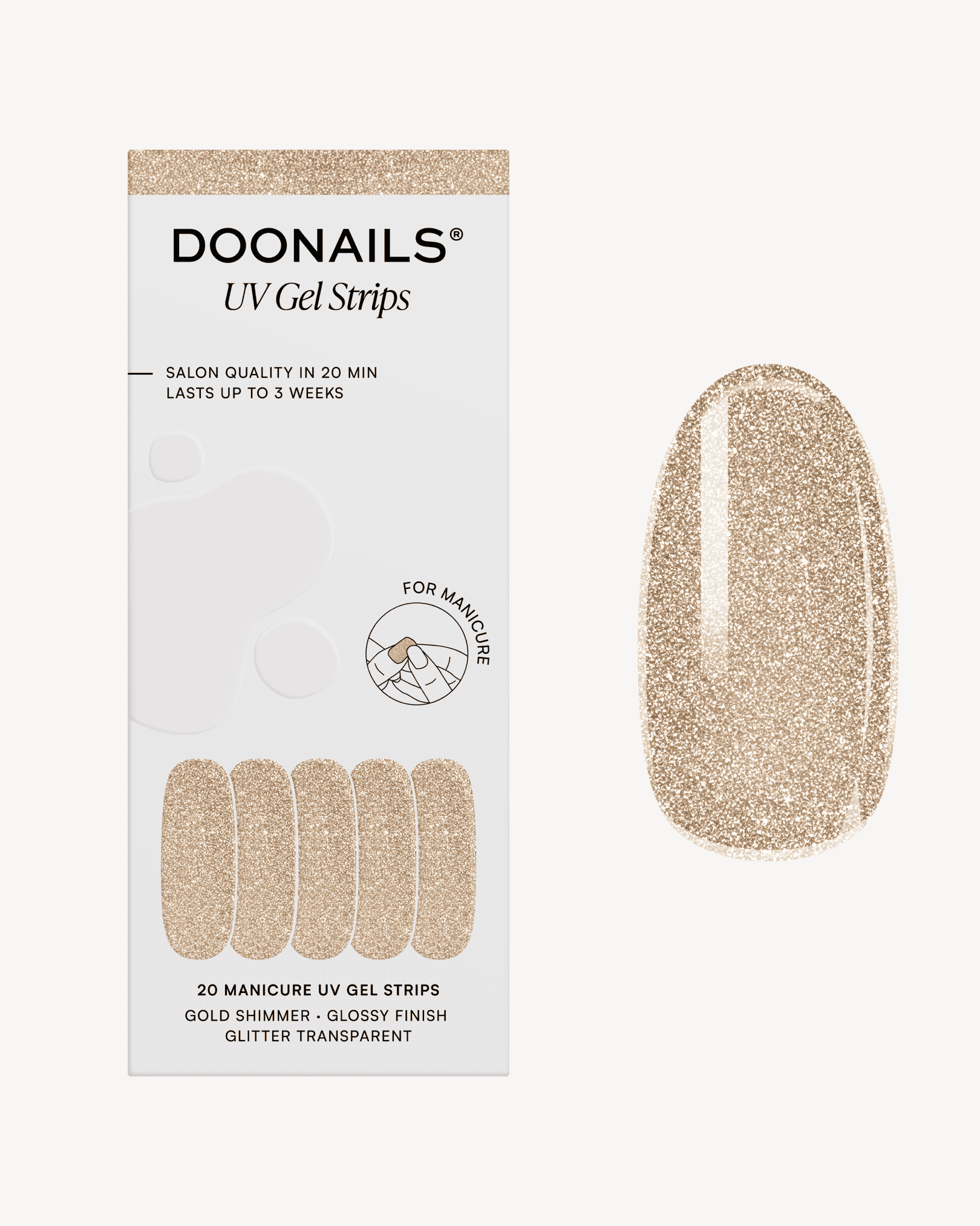 doonails-gold-shimmer-uv-gel-strips-bronze-gold-glitzer image 1