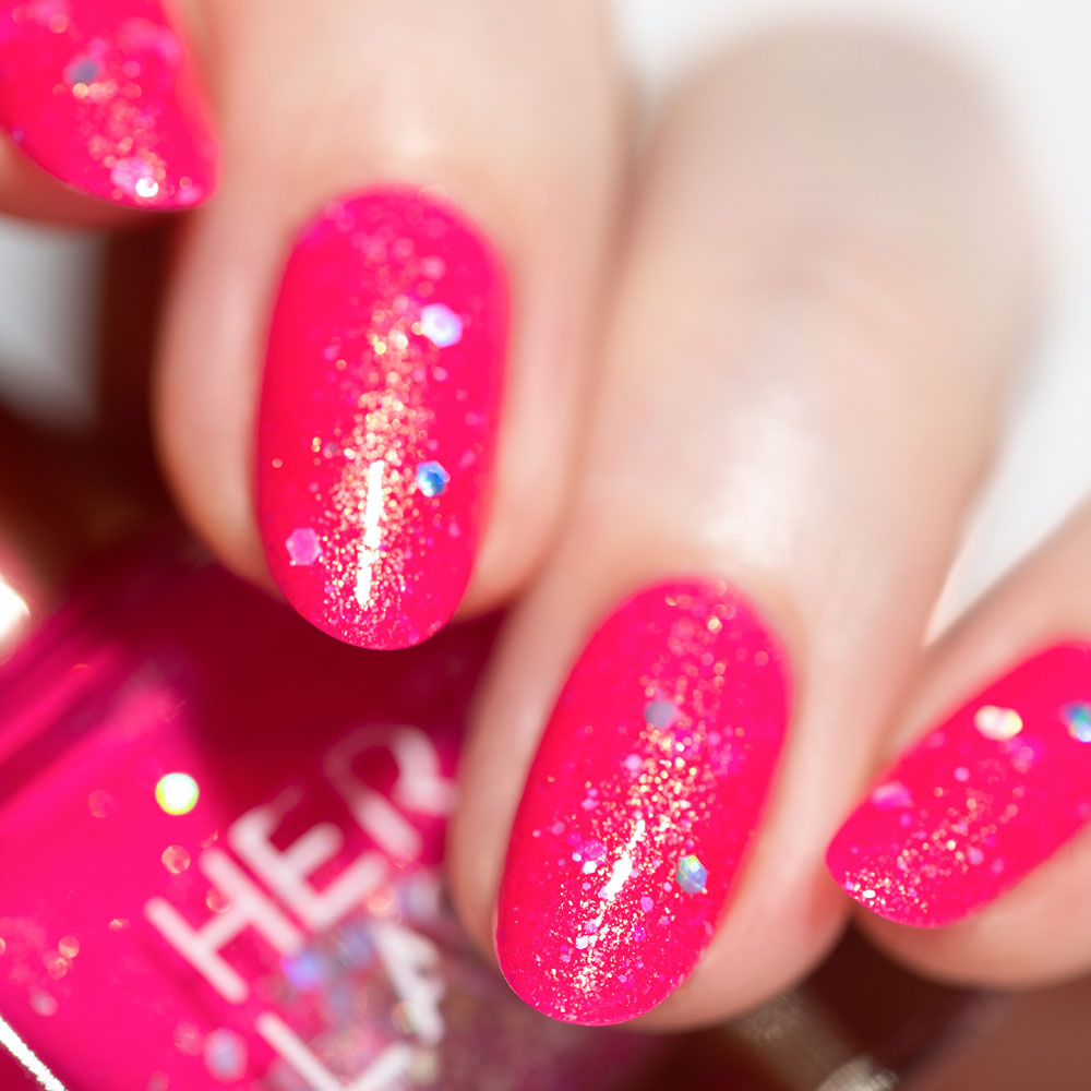 herzlack-poppy-pink-veganer-neon-nagellack-pink-glitzer-holo-11ml image 3