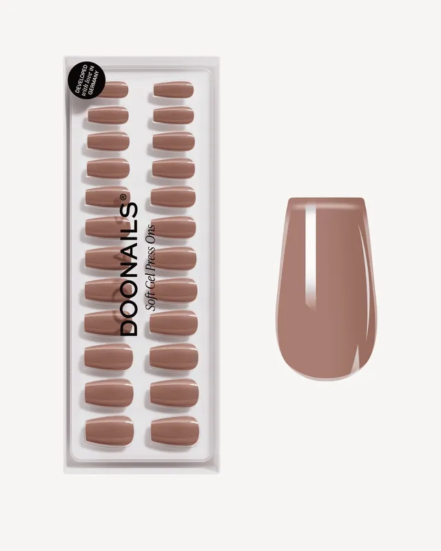 doonails-espresso-short-coffin-soft-gel-press-ons-warmes-braun image 1