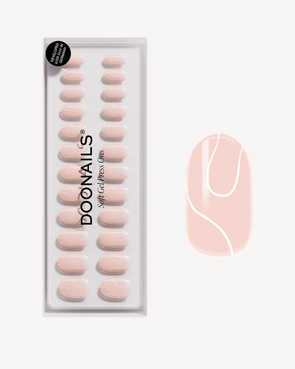 doonails-white-swirl-medium-round-soft-gel-press-ons image 1