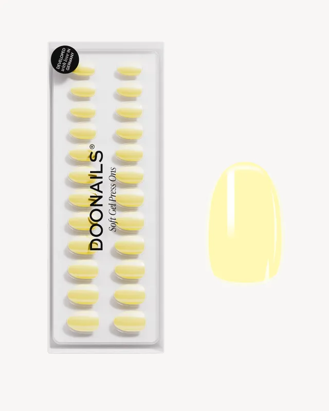 doonails-lemon-sorbet-short-round-soft-gel-press-ons-zitronen-gelb image 1