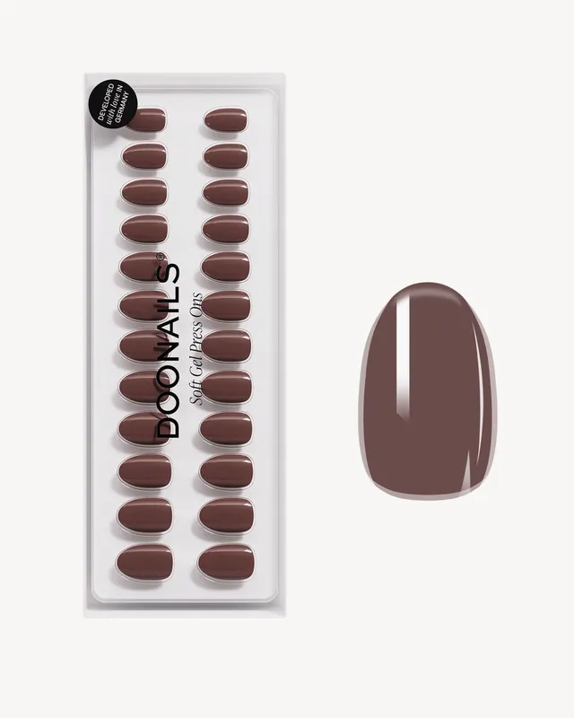 doonails-caf-noir-short-round-soft-gel-press-ons-grau-braun image 1