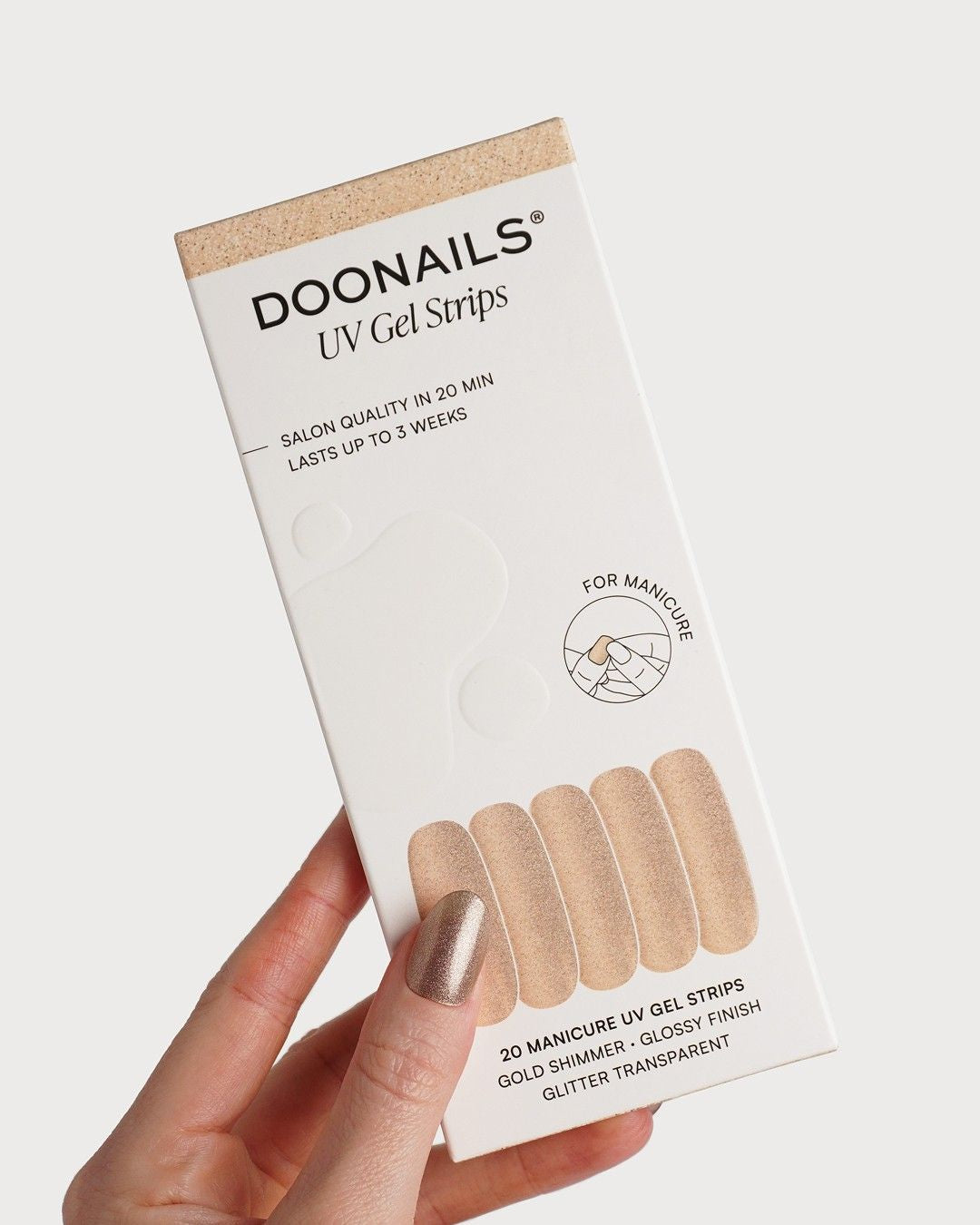 doonails-gold-shimmer-uv-gel-strips-bronze-gold-glitzer image 3