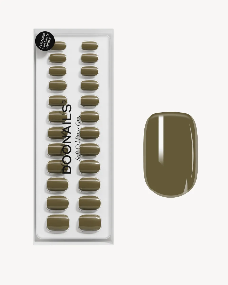doonails-moss-green-short-square-soft-gel-press-ons image 1