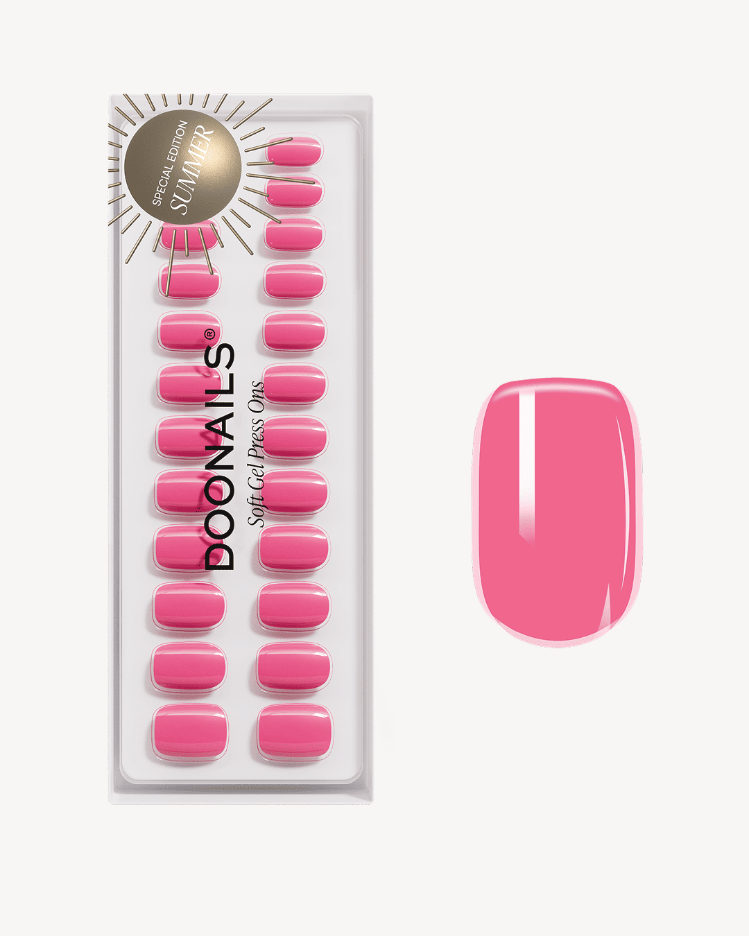 doonails-hot-pink-short-square-soft-gel-press-ons-golden-hour image 1