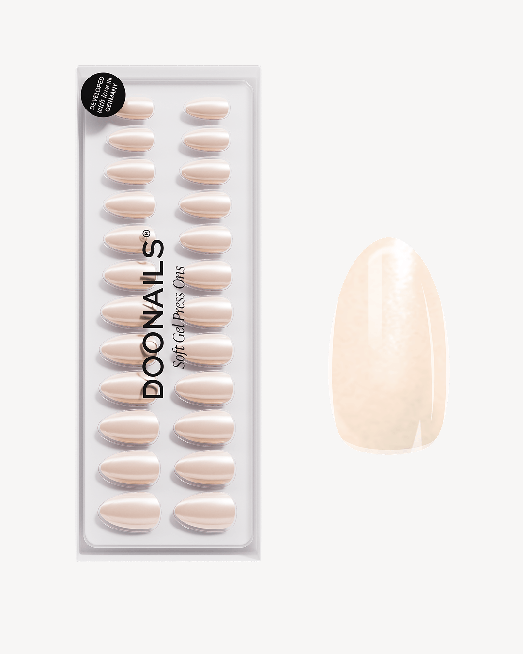 doonails-prosecco-soft-gel-press-ons-short-almond-champagner-chrome image 1