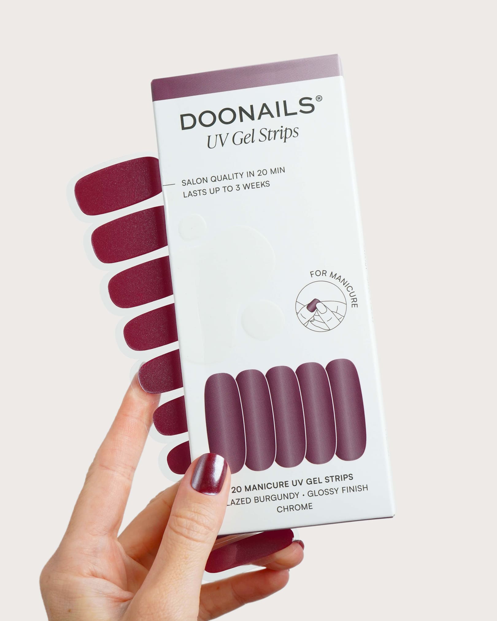 doonails-glazed-burgundy-uv-gel-strips-chrome-finish image 3