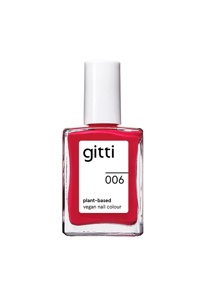 gitti-no-006-plant-based-nagellack-kr-ftiges-rot-mit-pinkem-unterton image 1