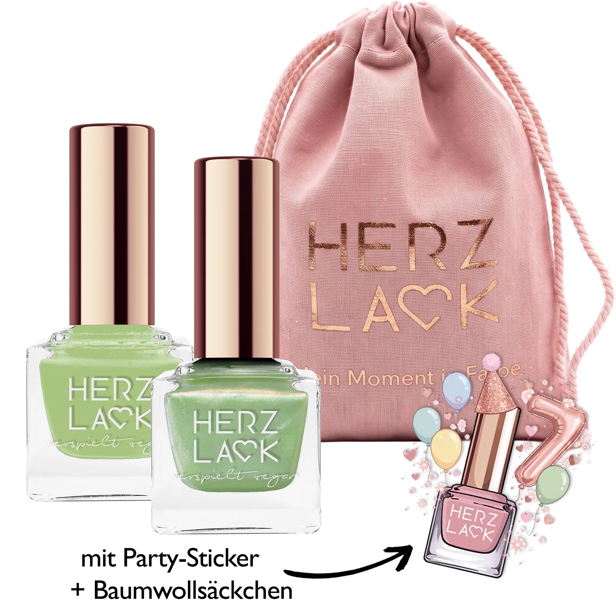 herzlack-matcha-magic-duo-veganes-nagellack-set-one-coater-duochrome-topper image 1