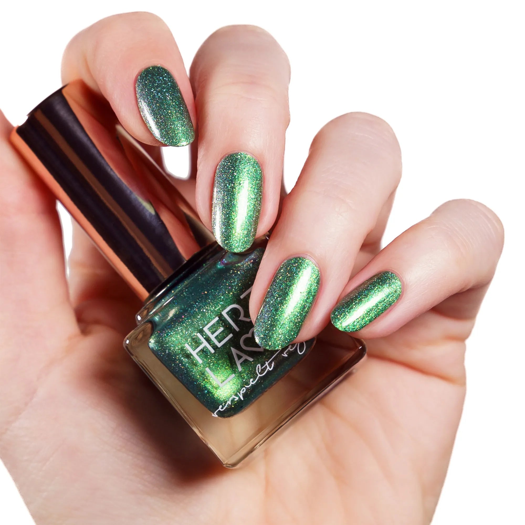 herzlack-oh-tannenbaum-nagellack-gr-n-gold-holo-schimmer-11ml image 2